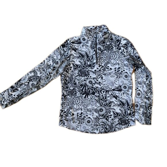Ibkul SMALL Golf/Hike 1/4 Zip Pullover Paisley Long Sleeve Mesh SleeveCool Top - Picture 2 of 10